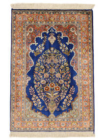Kashmir Pure Silk 24/24 Quality Rug 64X92 Brown/Dark Blue Silk, India Carpetvista