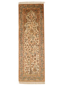 46X137 Kashmir Ren Silke 24/24 Quality Teppe Orientalsk Løpere Brun/Oransje (Silke, India) Carpetvista