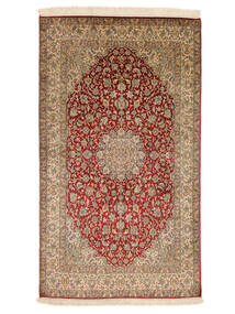 Kashmir Ren Silke 24/24 Quality Teppe 92X158 Brun/Mørk Rød Silke, India Carpetvista