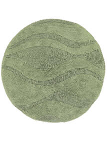 Breeze Bath Mat Green Ø 90 Round Plain (Single Colored) Cotton Washable