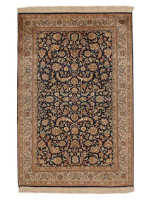 83X124 絨毯 オリエンタル カシミール ピュア シルク 24/24 Quality 茶色/ブラック (絹, インド) Carpetvista