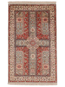 95X153 絨毯 カシミール ピュア シルク オリエンタル 茶色/ダークレッド (絹, インド) Carpetvista
