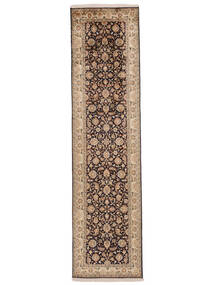78X302 絨毯 カシミール ピュア シルク オリエンタル 廊下 カーペット 茶色/ブラック (絹, インド) Carpetvista