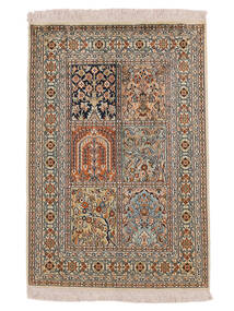 絨毯 カシミール ピュア シルク 65X96 茶色/ブラック (絹, インド)