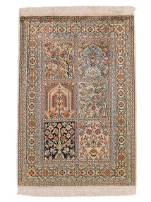  Orientalisk Kashmir Äkta Silke Matta 65X93 Brun/Orange Silke, Indien Carpetvista