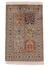 絨毯 カシミール ピュア シルク 64X95 茶色/ブラック (絹, インド)