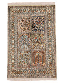 65X93 Kashmir Ren Silke Teppe Orientalsk Brun/Oransje (Silke, India) Carpetvista