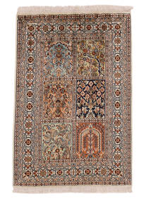 63X91 Kashmir Ren Silke Teppe Orientalsk Brun/Oransje (Silke, India) Carpetvista
