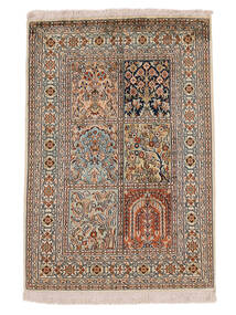  Oriental Kashmir Pure Silk Rug 65X94 Brown/Black Silk, India Carpetvista