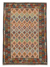絨毯 キリム アフガン オールド スタイル 199X287 茶色/ブラック (ウール, アフガニスタン)
