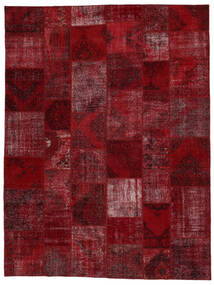 302X402 Tapete Patchwork - Turkiet Moderno Vermelho Escuro/Preto Grande (Lã, Turquia) Carpetvista