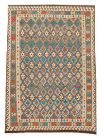  Kilim Afghan Old Style Rug 203X292 Wool Brown/Orange Carpetvista