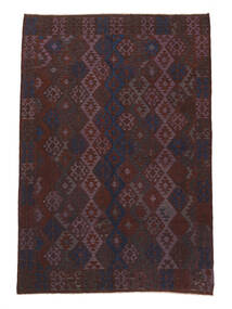  Kilim Afghan Old Style Rug 207X311 Wool Black/Dark Red Carpetvista