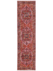 Georgia Oriental Washable 80X300 Small Red/Pink Medallion Runner Cotton Rug