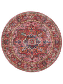 Georgia Oriental Washable Ø 160 Red/Pink Medallion Round Cotton Rug