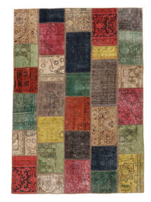  Persischer Patchwork Teppich 140X197 Braun/Dunkelrot Carpetvista