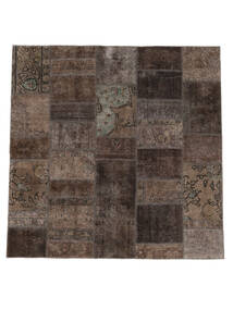 絨毯 パッチワーク 204X204 正方形 ブラック/茶色 (ウール, ペルシャ/イラン)