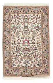絨毯 イスファハン 絹の縦糸 80X123 茶色/ベージュ (ウール, ペルシャ/イラン)