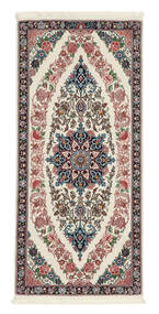 58X128 絨毯 イスファハン 絹の縦糸 オリエンタル 茶色/ブラック (ウール, ペルシャ/イラン)