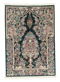 102X145 絨毯 オリエンタル クム シルク ブラック/茶色 (絹, ペルシャ/イラン)