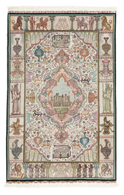 絨毯 タブリーズ 60 Raj 絹の縦糸 100X153 茶色/ベージュ (ウール, ペルシャ/イラン)