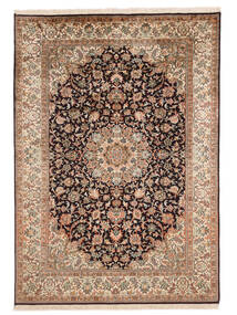 129X188 絨毯 オリエンタル カシミール ピュア シルク 茶色/ブラック (絹, インド) Carpetvista