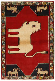 Tappeto Ghashghai Old Figurale 98X144 Rosso Scuro/Nero (Lana, Persia/Iran)