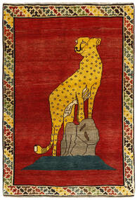  100X142 Ghashghai Old Figur/Bilde Teppe Mørk Rød/Oransje Persia/Iran 
