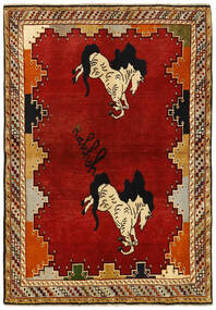 Alfombra Gashgai Old Figurativa/Gráfica 100X142 Rojo Oscuro/Marrón (Lana, Persia/Irán)
