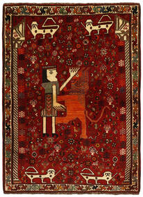 Tapete Persa Ghashghai Old Figurativo/Imagens 123X163 Preto/Vermelho Escuro (Lã, Pérsia/Irão)