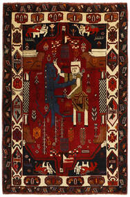Tapete Kashghai Old Figurativo/Imagens 120X180 Preto/Vermelho Escuro (Lã, Pérsia/Irão)