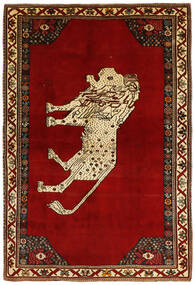 Tapis D'orient Kashghai Old Figural/Pictural 165X237 Rouge Foncé/Noir (Laine, Perse/Iran)