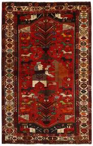 Alfombra Oriental Kashghai Old Figurativa/Gráfica 164X253 Negro/Rojo Oscuro (Lana, Persia/Irán)