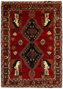 Tapete Persa Kashghai Old Figurativo/Imagens 162X226 Preto/Vermelho Escuro (Lã, Pérsia/Irão)