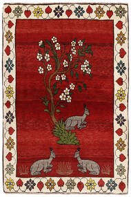 Tapis D'orient Kashghai Old Figural/Pictural 123X185 Rouge Foncé/Beige (Laine, Perse/Iran)