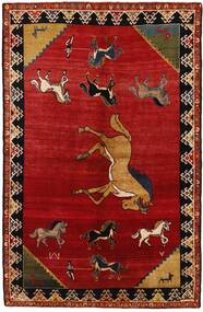  Orientalischer Kashghai Old Figurativ Teppich 160X252 Dunkelrot/Schwarz Wolle, Persien/Iran