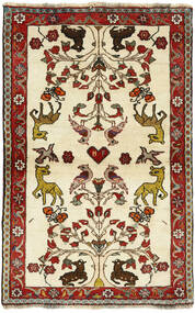103X162 Kashghai Old Figurativ Teppich Orientalischer Gelb/Dunkelrot (Wolle, Persien/Iran)