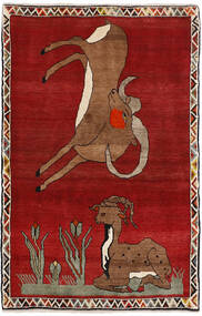 Alfombra Kashghai Old Figurativa/Gráfica 108X168 Rojo Oscuro/Marrón (Lana, Persia/Irán)