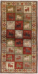 Kashghai Old Figurativ Teppich 108X214 Braun/Dunkelrot Wolle, Persien/Iran