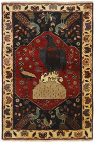 101X152 Alfombra Kashghai Old Figurativa/Gráfica Oriental Negro/Naranja (Lana, Persia/Irán)