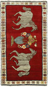  Oriental Kashghai Old Pictorial Rug 94X173 Dark Red/Black Wool, Persia/Iran