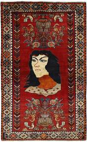 128X207 Kashghai Old Figurativ Teppich Orientalischer Schwarz/Dunkelrot (Wolle, Persien/Iran)