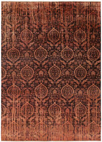Damask Teppich 251X350 Dunkelrot/Schwarz Großer Wolle, Indien