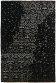 202X304 Damask Teppich Moderner Schwarz (Wolle, Indien)