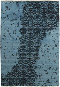 Damask Tapete 168X240 Lã Azul Escuro/Preto