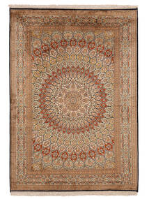 絨毯 カシミール ピュア シルク 132X187 茶色/オレンジ (絹, インド)