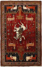 Tapete Persa Kashghai Old Figurativo/Imagens 139X223 Preto/Vermelho Escuro (Lã, Pérsia/Irão)