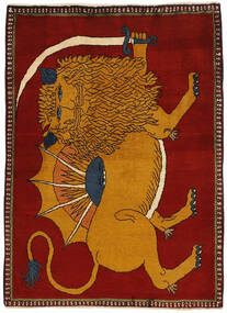 Tapis D'orient Kashghai Old Figural/Pictural 103X142 Rouge Foncé/Marron (Laine, Perse/Iran)