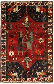 Alfombra Oriental Kashghai Old Figurativa/Gráfica 155X240 Negro/Rojo Oscuro (Lana, Persia/Irán)