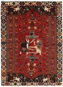 163X226 Alfombra Oriental Kashghai Old Figurativa/Gráfica Negro/Rojo Oscuro (Lana, Persia/Irán)